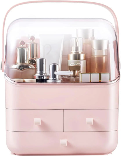 Deluxe Makeup Organizer with Drawers - Elegant Vanity Storage Solution for Makeup and Skincare Products