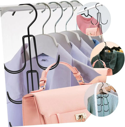 1 Pc Heavy-Duty Rotatable Multi-Tier Multi-Hook Hanger Organizer - Space-Saving Kitchen Bag Rack for Handbags, Belts, Scarves, Maximize Space Closet Storage Holder (Black)