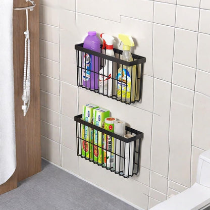 3-Piece Wall-Mounted Storage Box Set for Kitchen Cabinet Doors, Self-Adhesive Organizer for Wardrobe, Bathroom, and Refrigerator (Black)