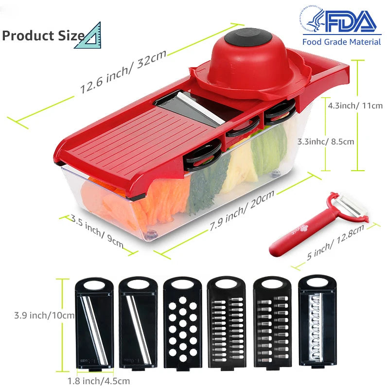 Vegetable Cutter with Steel Blade Slicer Potato Peeler Carrot Cheese Grater Vegetable Slicer Kitchen Accessories