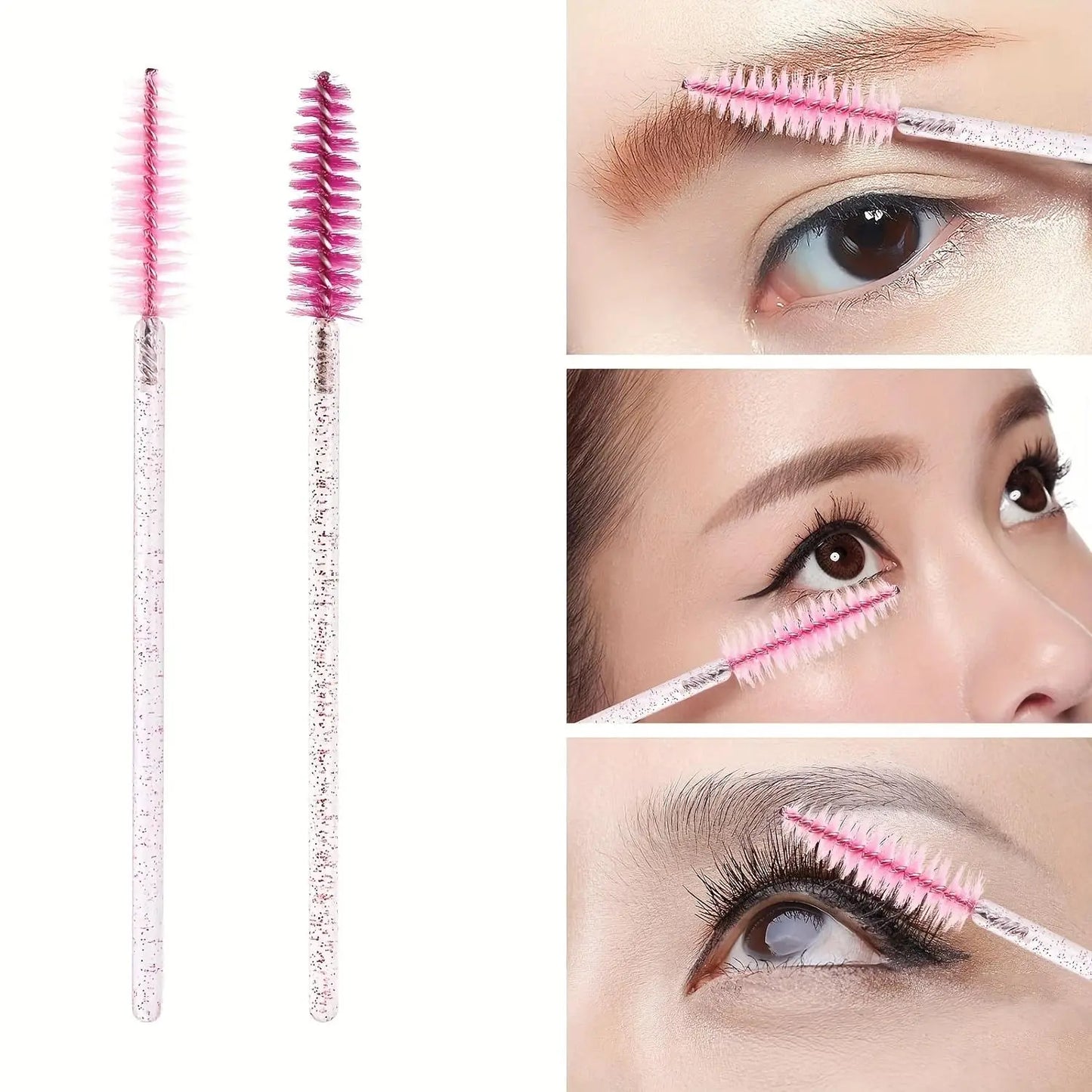 Disposable Eyelash Brush with Container, 40Pcs/Box Mascara Wands for Travel Eyelash Makeup, Portable Makeup Tools, Spoolie Accessories for Eyelash Extensions, Cosmetic Accessory, Makeup Brushes, Eyelash Tools, Cosmetics Makeup Tools