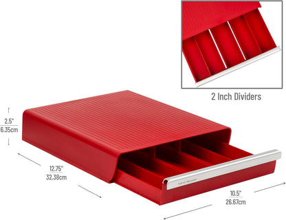 Single Serve Coffee Capsule Organizer, 30-Pod Capacity, 5-Row Design with 2-Inch Dividers, Countertop Storage Base (Coffee Maker Not Included), Red
