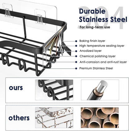 7-Pack Adhesive Stainless Steel Shower Organizer Shelf