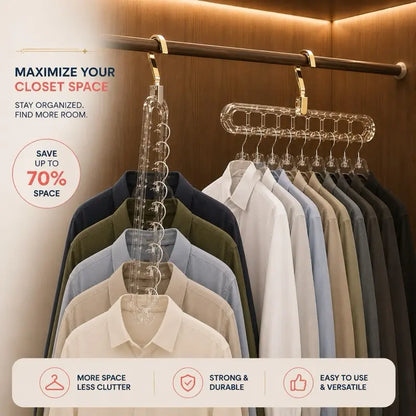 9-Hole Smart Hanger, Closet Organizer, Space-Saving Hanging Solution with Durable, Non-Slip Design, Magic Hanger