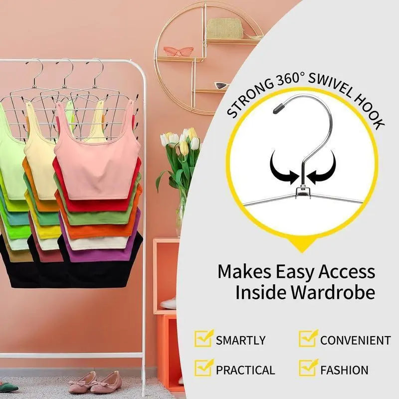 8 Layer Rotating Hanger, 2 Counts Foldable Underwear Hanger, Space Saving Clothes Hanger, Home Organizer for Bedroom, Closet, Wardrobe, Hanging, Storage Hanger, Rotatable Clothes Hanger, Space Saver Hangers