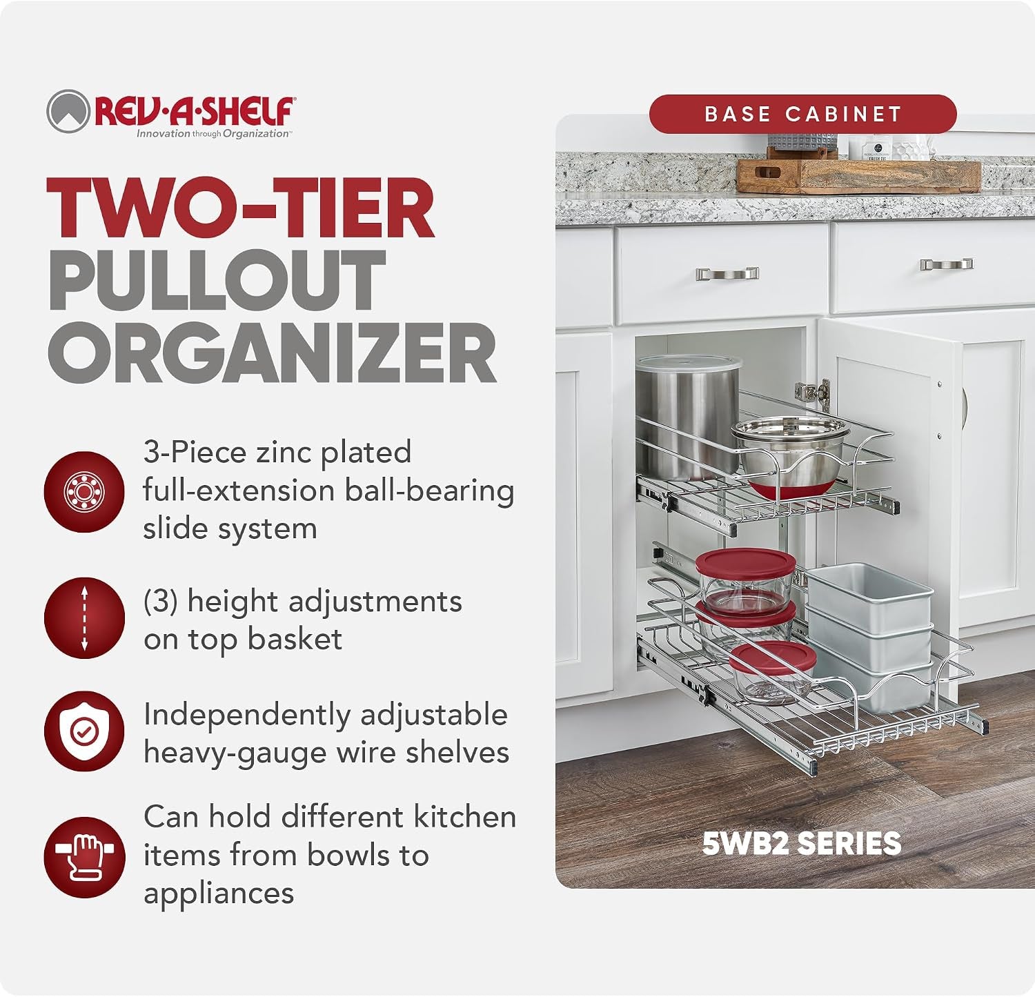 2-Tier Pull-Out Kitchen Cabinet Organizer, 9" x 22"