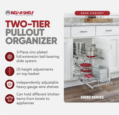 2-Tier Pull-Out Kitchen Cabinet Organizer, 9" x 22"
