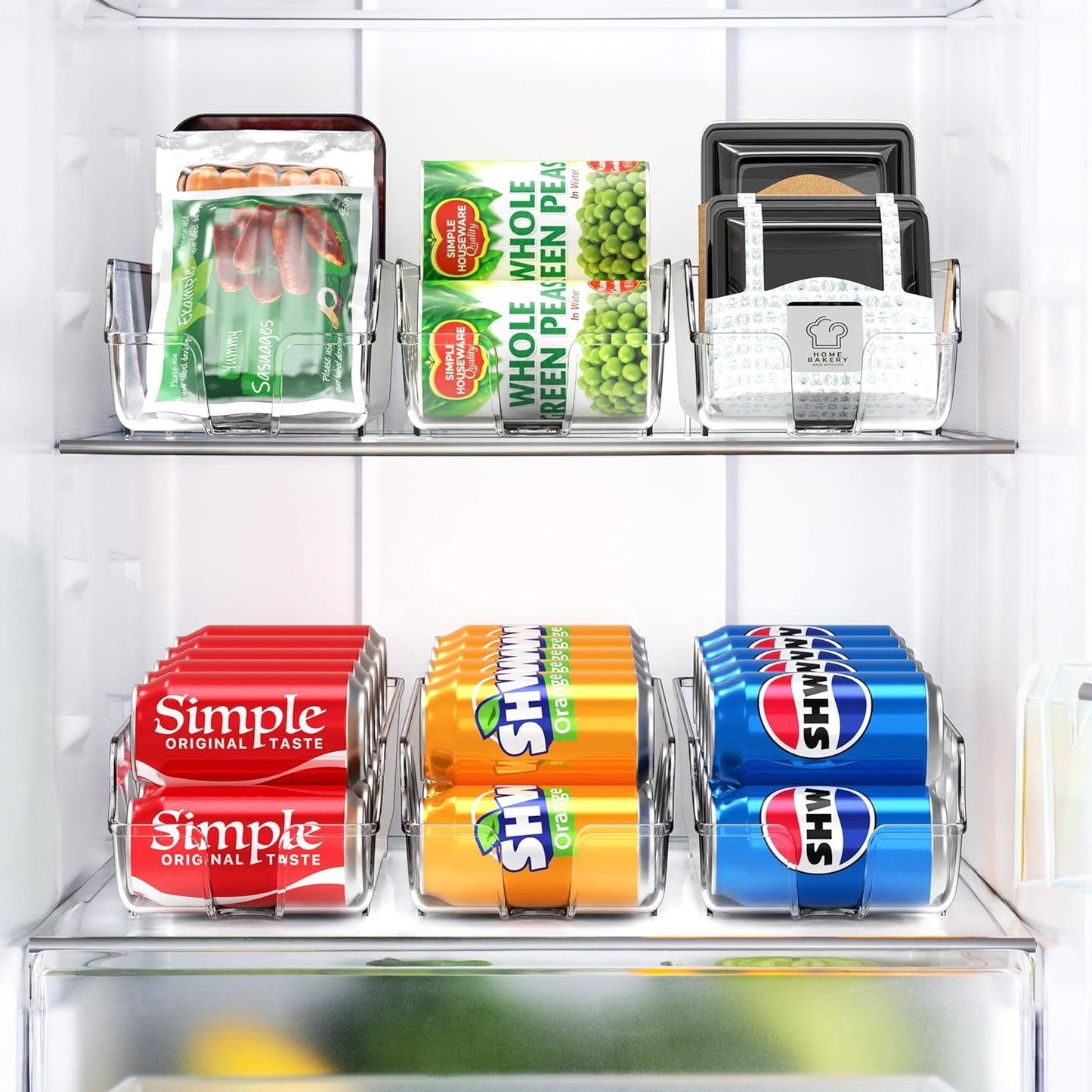 Soda Can Organizer and Dispenser Set for Refrigerator or Pantry, 2-Pack