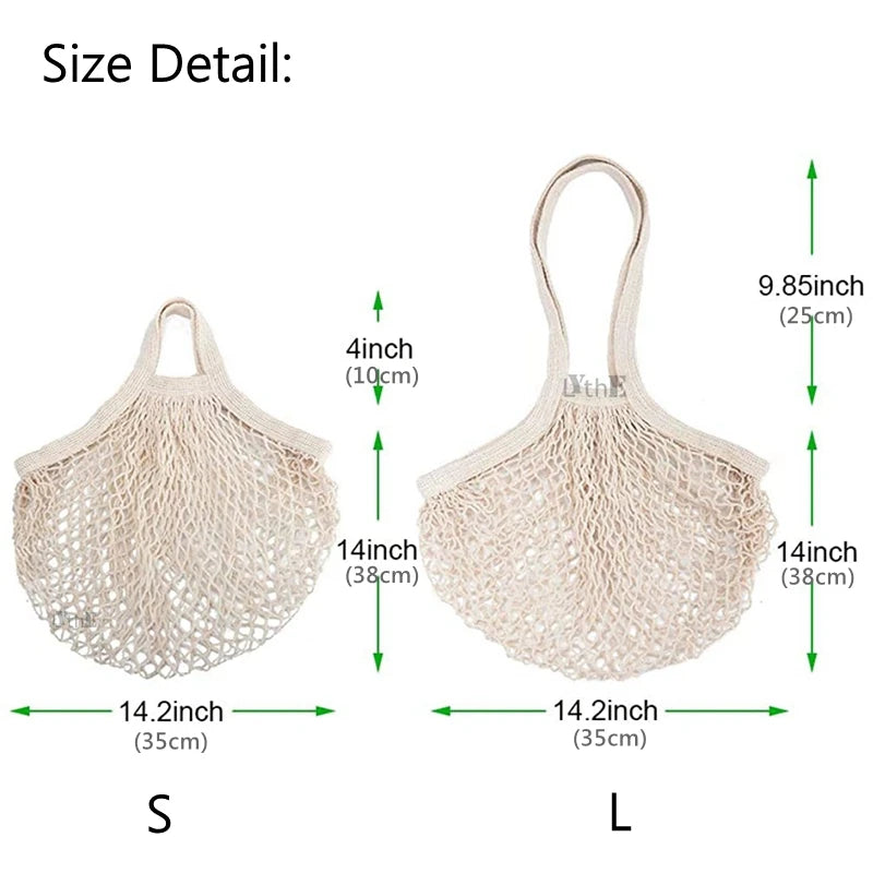Reusable Fruit Vegetable Bag Washable Cotton Mesh Grocery Bags Cotton String Bags Net Shopping Bags Mesh Bags for Fruit Storage