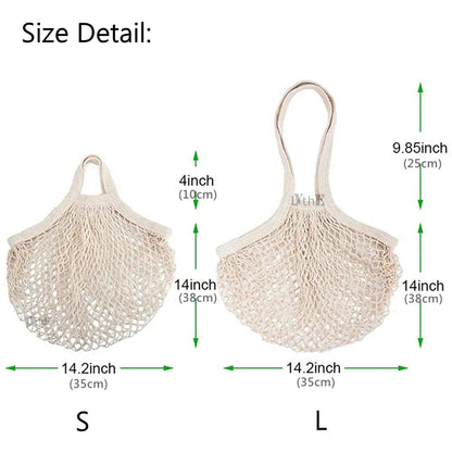 Reusable Fruit Vegetable Bag Washable Cotton Mesh Grocery Bags Cotton String Bags Net Shopping Bags Mesh Bags for Fruit Storage