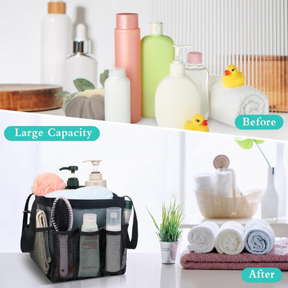 Portable Mesh Shower Caddy with 9 Pockets - Ideal for Dorm Rooms and Camping