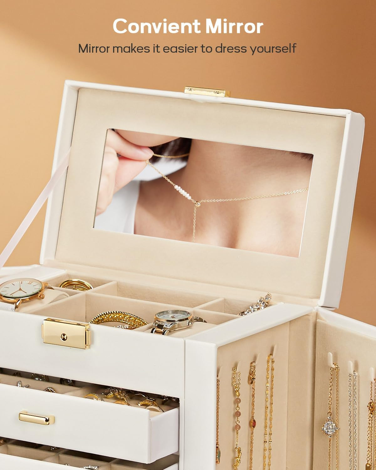 Premium 5-Layer Jewelry Organizer with Lock for Women’s Dresser