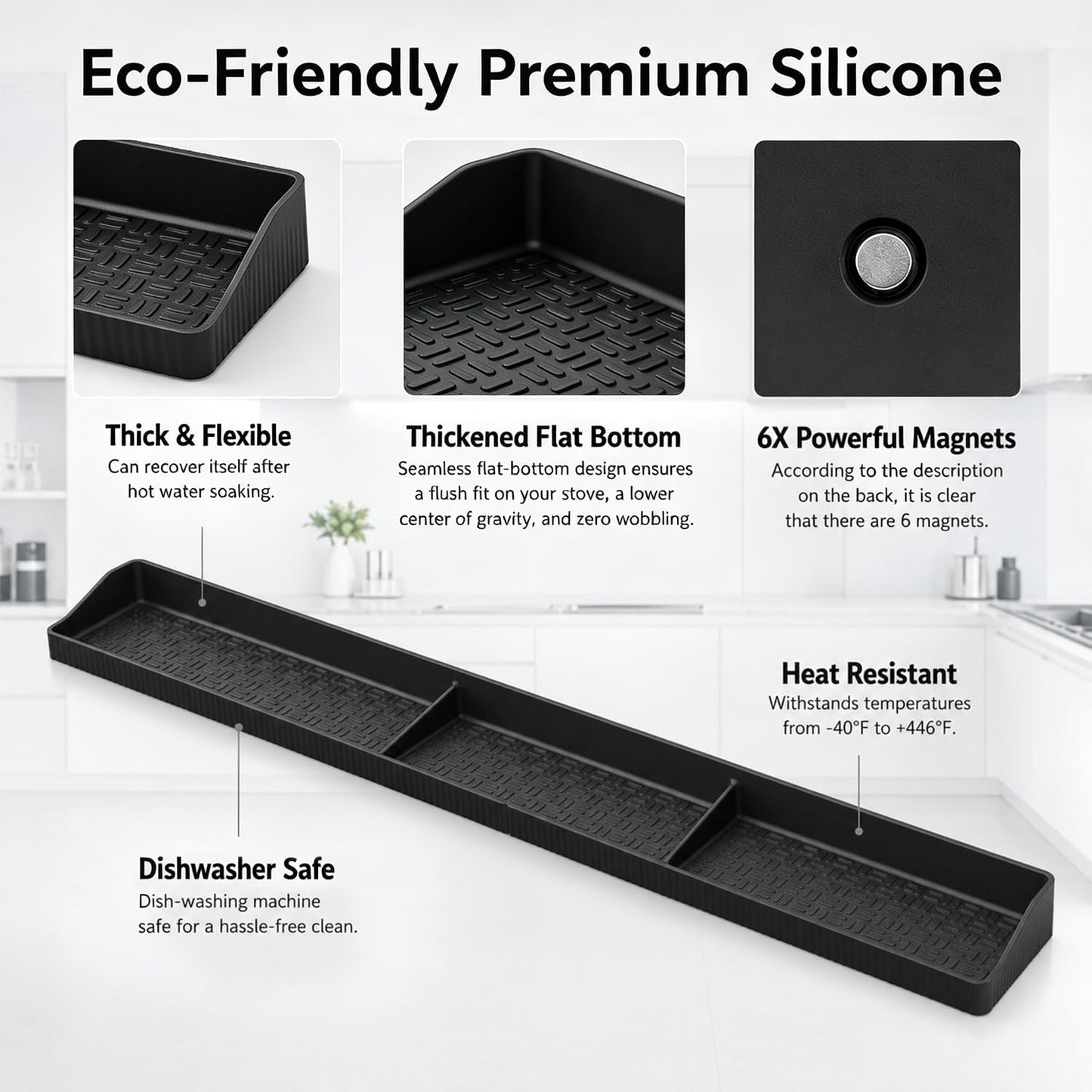 30" Magnetic Stove Top Shelf, Silicone over the Stove Spice Rack Organizer