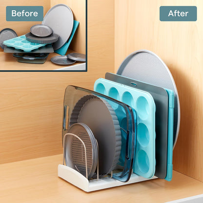 Storemore Adjustable Bakeware Rack with Dividers for Organized Baking Pan Storage