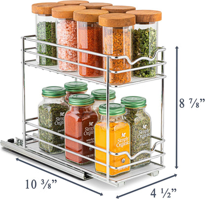 Pull-Out Cabinet Organizer for Spices and Canned Goods, Dimensions: 4.5"W x 10.375"D x 8.875"H