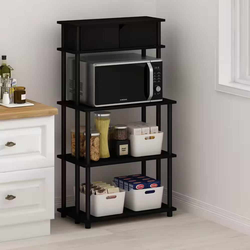 Turn-N-Tube Americano and Black Storage Shelf with Upper Cabinet