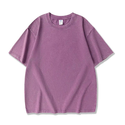Men'S Cotton T-Shirts Half Short Sleeves Casual Loose Soild Streetwear Tops, Unisex Retro Street T-Shirts, Loose Fit Acid Washed Men'S T Shirts,Summerwins,Father'Sdaygifts,Back to School,Back to School Shopping