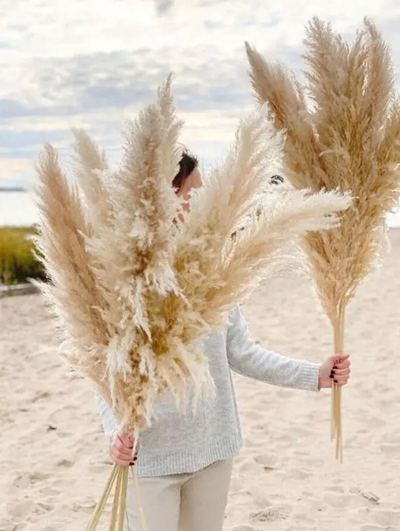 40-Inch Natural Dried Pampas Grass Flower Bouquets - Fluffy Casual Boho Minimalist Aesthetic Home Decor, 16/20 Stems for Entryway Decor, Table Decoration