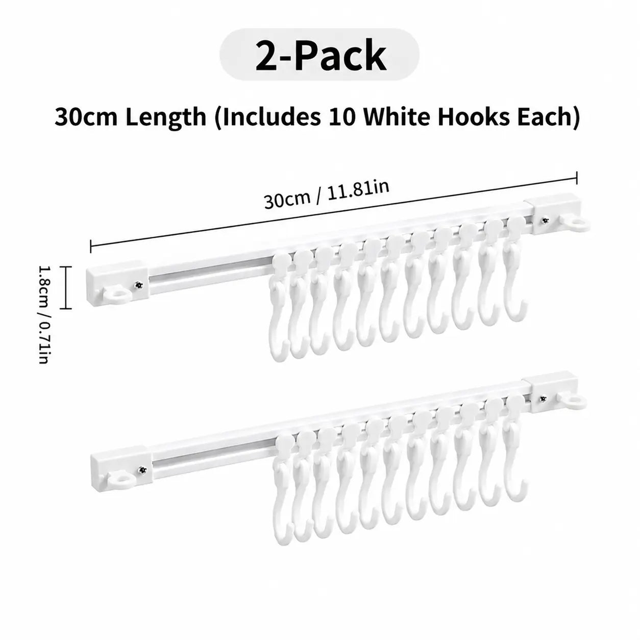 Adjustable 10-Hook Multifunctional Slide Rail Adhesive Wall Organiser, Kitchen Utensil Holder, Cupboard Hanging Storage Rack for Bathroom & Bedroom