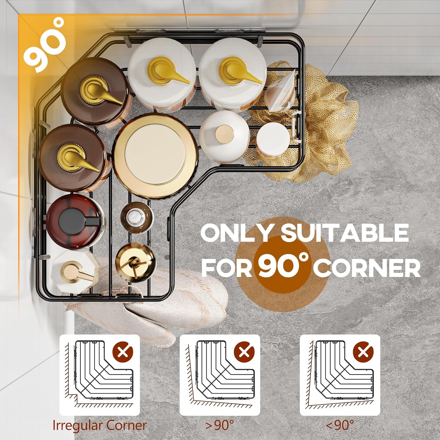 Corner Shower Caddy Set - 3 Pack, Stainless Steel Organizer with Soap Holder, Large Capacity, Easy Installation, No Drilling, Supports 40 lbs, Ideal for Family and Renters, Black