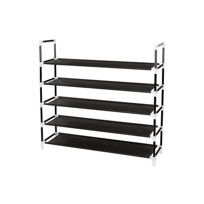 SONGMICS 5-Tier Shoe Rack, Shoe Storage for Hallway Closet, Slim and Space-Saving, Metal Frame, Non-Woven Fabric Shelves