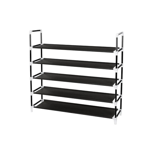 SONGMICS 5-Tier Shoe Rack, Shoe Storage for Hallway Closet, Slim and Space-Saving, Metal Frame, Non-Woven Fabric Shelves