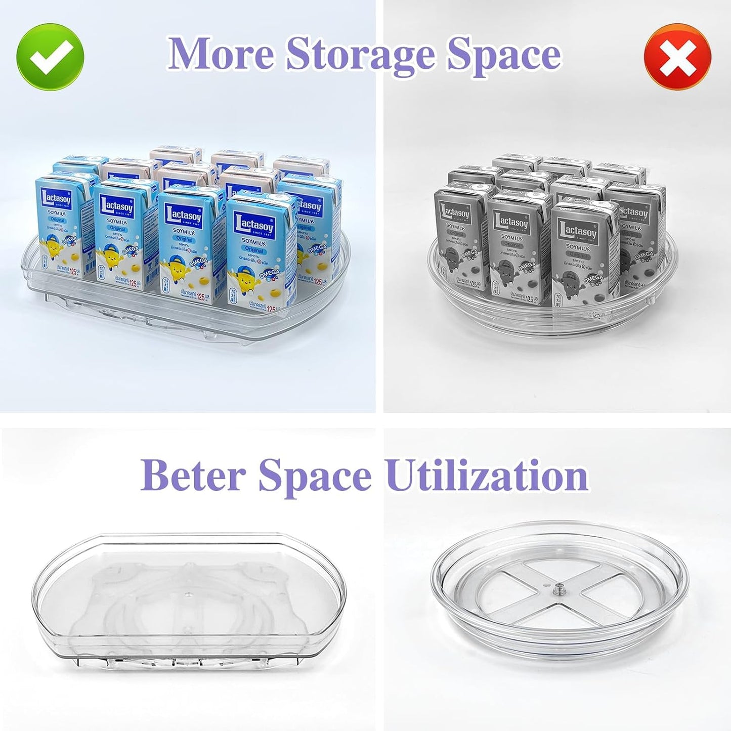 360° Rotating Lazy Susan Turntable Organizer - Versatile 11.8" x 8.7" Rectangular Storage Solution for Refrigerator, Cabinet, Pantry, and Kitchen Countertop