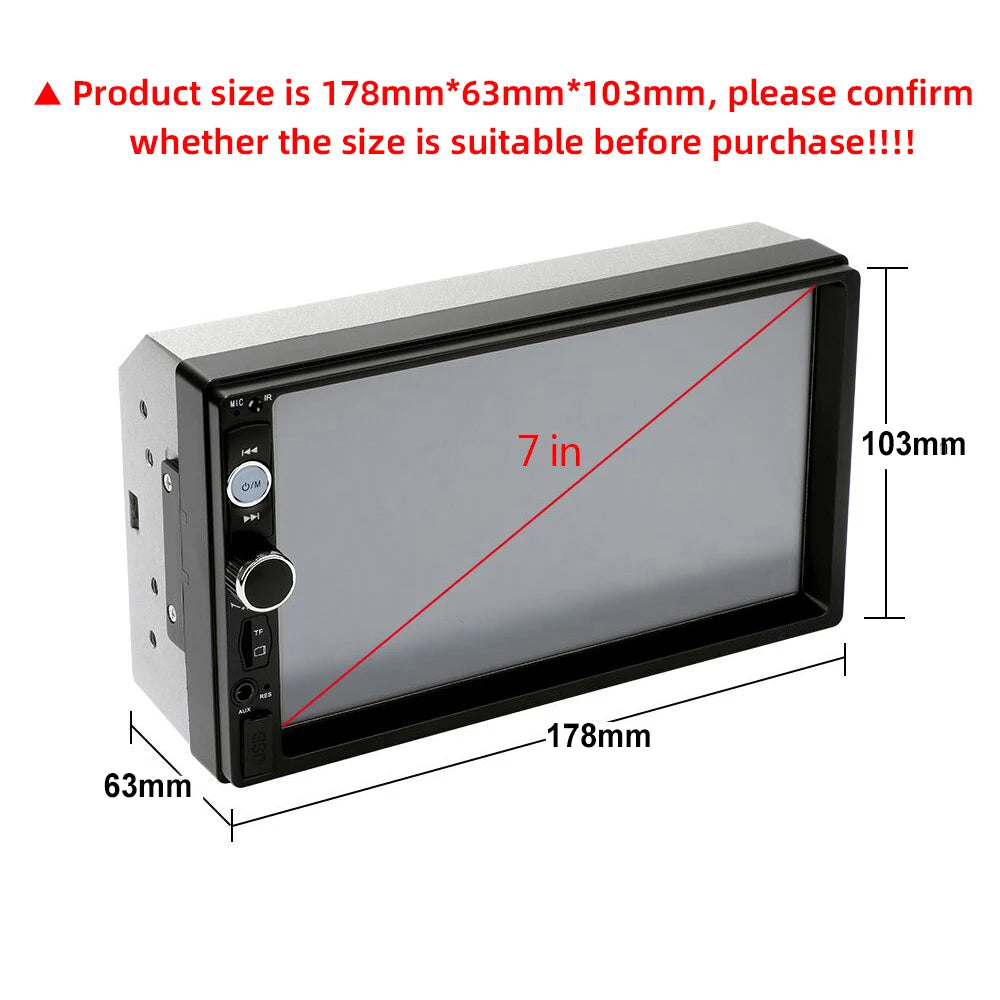 Podofo 2 Din Car Radio 7" HD Autoradio Multimedia Player 2DIN Touch Screen Auto Audio Car Stereo MP5 Bluetooth USB TF FM Camera