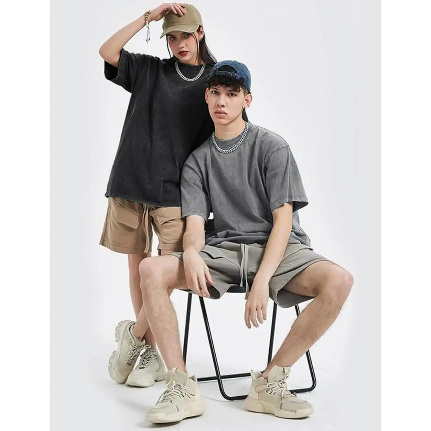 Men'S Cotton T-Shirts Half Short Sleeves Casual Loose Soild Streetwear Tops, Unisex Retro Street T-Shirts, Loose Fit Acid Washed Men'S T Shirts,Summerwins,Father'Sdaygifts,Back to School,Back to School Shopping