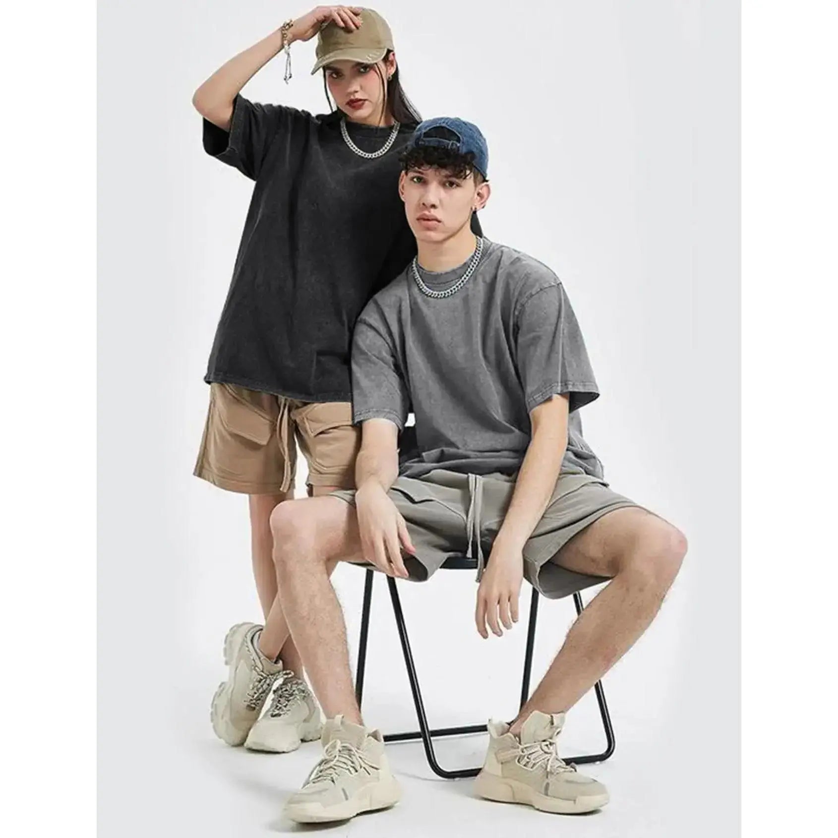 Men'S Cotton T-Shirts Half Short Sleeves Casual Loose Soild Streetwear Tops, Unisex Retro Street T-Shirts, Loose Fit Acid Washed Men'S T Shirts,Summerwins,Father'Sdaygifts,Back to School,Back to School Shopping