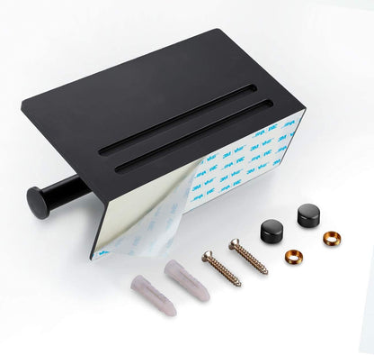 Aluminium Double Roll Toilet Paper Holder with Mobile Phone Shelf