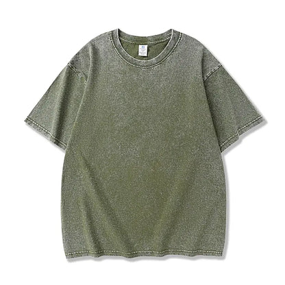 Men'S Cotton T-Shirts Half Short Sleeves Casual Loose Soild Streetwear Tops, Unisex Retro Street T-Shirts, Loose Fit Acid Washed Men'S T Shirts,Summerwins,Father'Sdaygifts,Back to School,Back to School Shopping