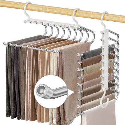 Upgrade 9 Layers Pants Hanger Space Saving Non-Slip Closet Organizer 2 Pack
