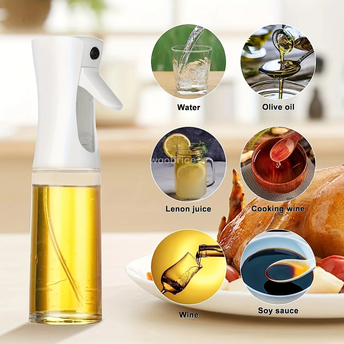 Press-Type Oil Spray Bottle 200/300/500ML Kitchen Cooking Oil Sprayer Outdoor Barbecue Oil Spray Bottle Vinegar Soy Sauce