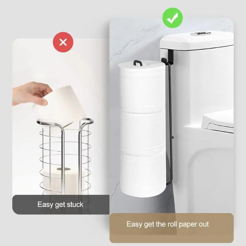 Wall Mounted Toilet Paper Holder, Punch Free Toilet Paper Storage Rack with Towel Bar, Toilet Paper Dispenser Rack, Bathroom Storage Rack for Kitchen & Bathroom, Toilet Paper Organizer, Toilet Paper Roll Holder, Bathroom Gadgets