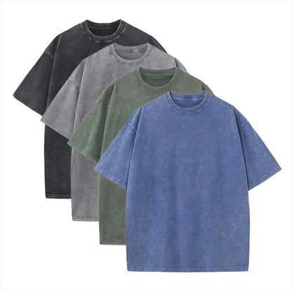Men'S Cotton T-Shirts Half Short Sleeves Casual Loose Soild Streetwear Tops, Unisex Retro Street T-Shirts, Loose Fit Acid Washed Men'S T Shirts,Summerwins,Father'Sdaygifts,Back to School,Back to School Shopping